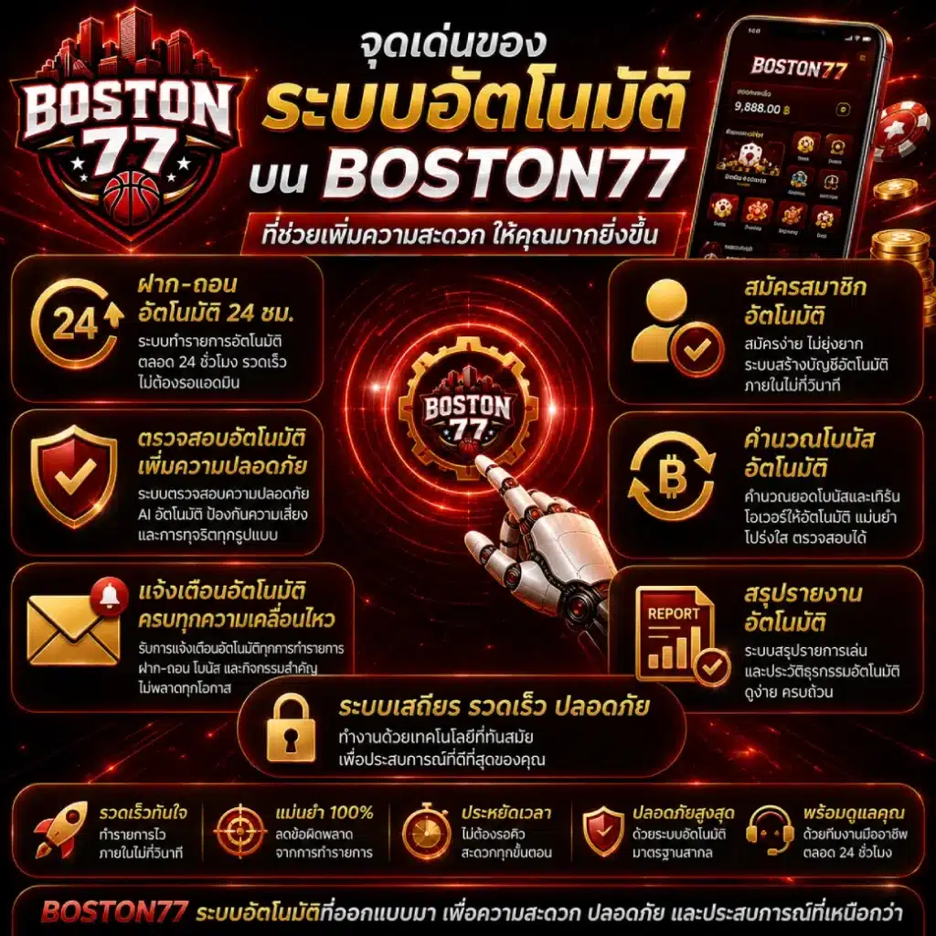 จุดเด่นของระบบอัตโนมัติบน BOSTON77 ที่ช่วยเพิ่มความสะดวก