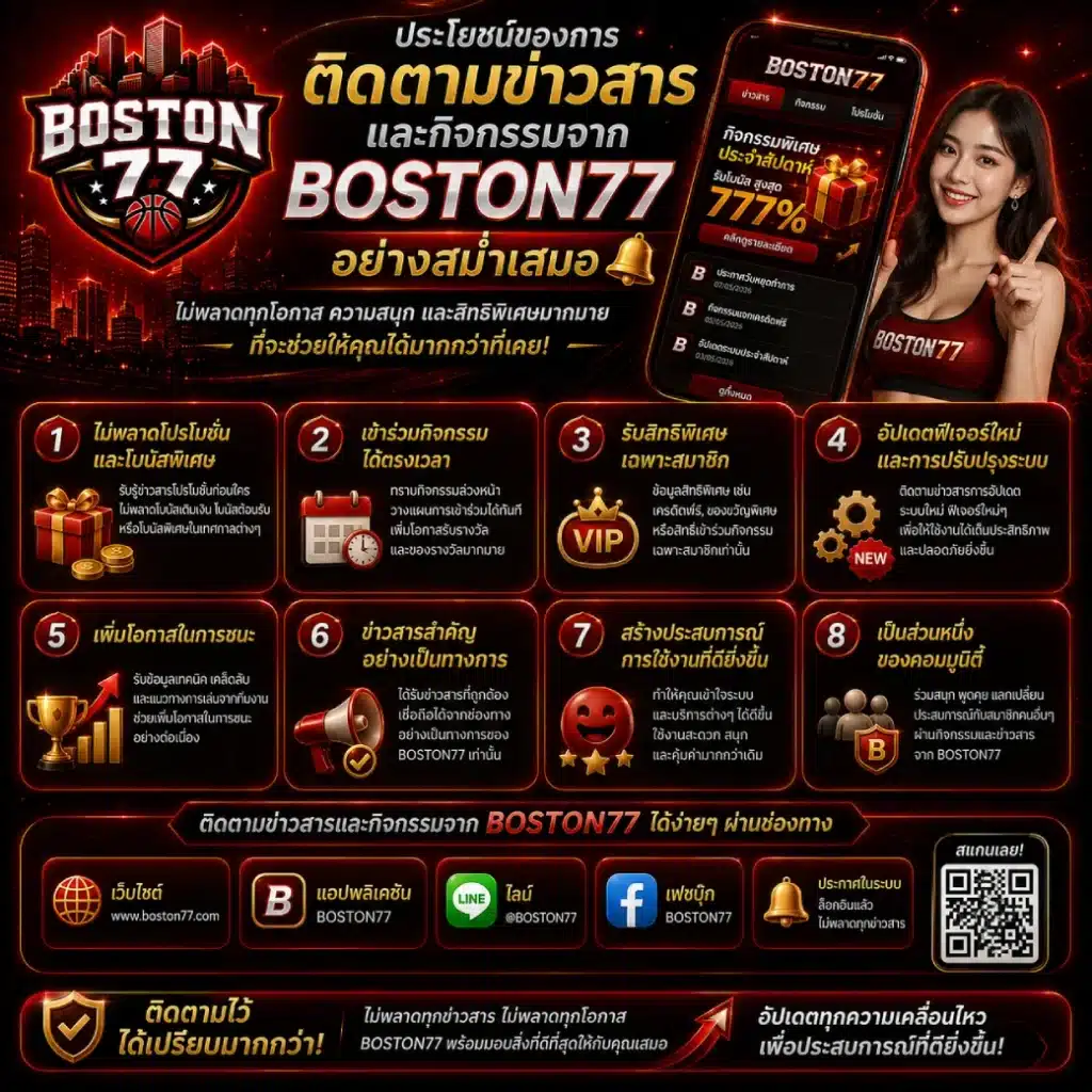 ประโยชน์ของการติดตามข่าวสารและกิจกรรมจาก BOSTON77 อย่างสม่ำเสมอ